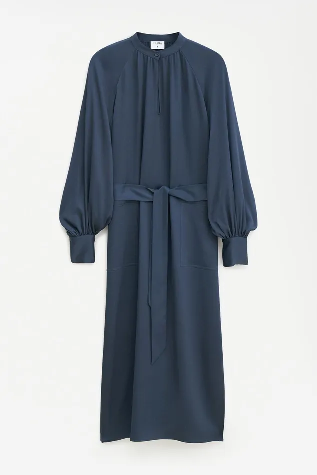 Women Belted Long Sleeve Dress Dawn Blue Filippa K Dresses