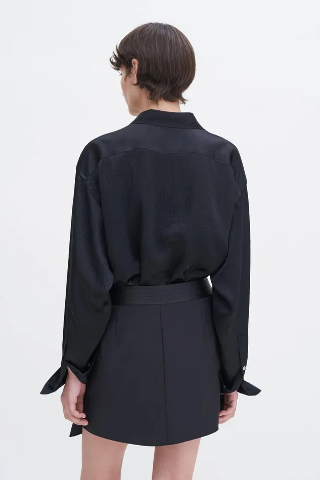 Women Belted Wool Wrap Skirt Black Filippa K Skirts