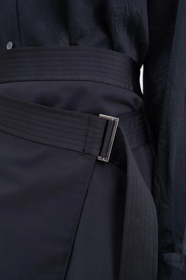Women Belted Wool Wrap Skirt Black Filippa K Skirts
