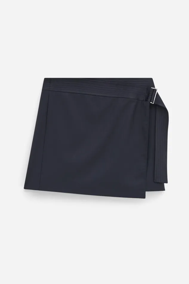 Women Belted Wool Wrap Skirt Black Filippa K Skirts