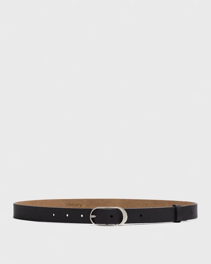 Women Belts Theory Classic Oblong Belt In Leather Black