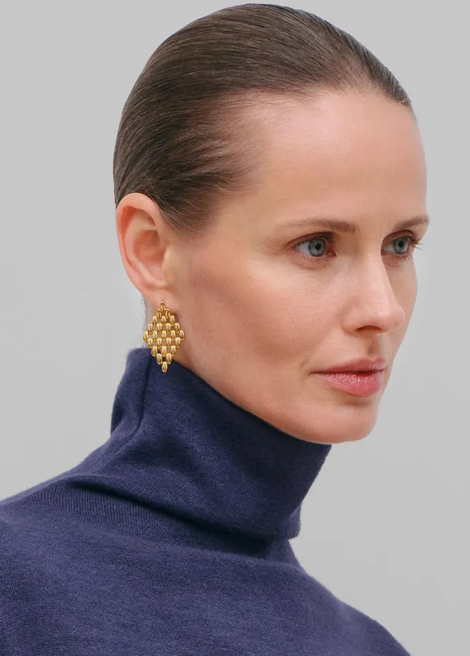 Women Bevza Grains Big Rhomb Earrings 8211 Gold The Frankie Shop