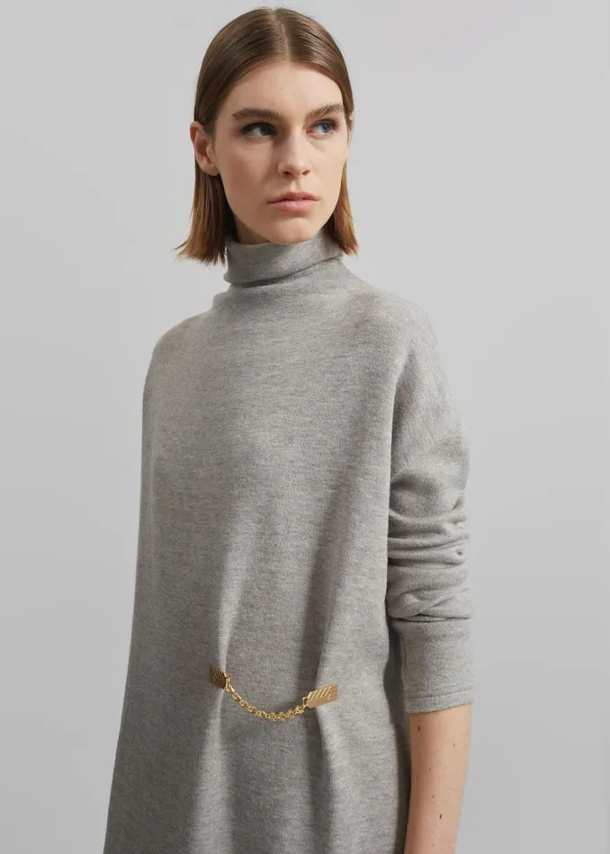 Women Bevza Turtleneck Long Dress 8211 Grey Melange The Frankie Shop Dresses