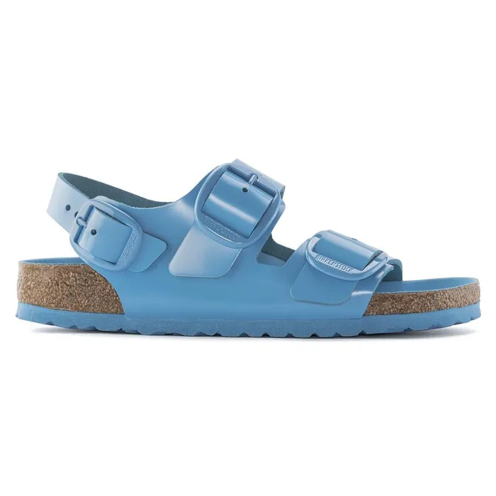 Women Birkenstock BackAnkleStrap Milano Big Buckle High Shine Sky Blue