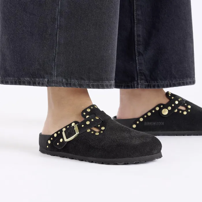 Women Birkenstock Clogs Boston Rivets Black