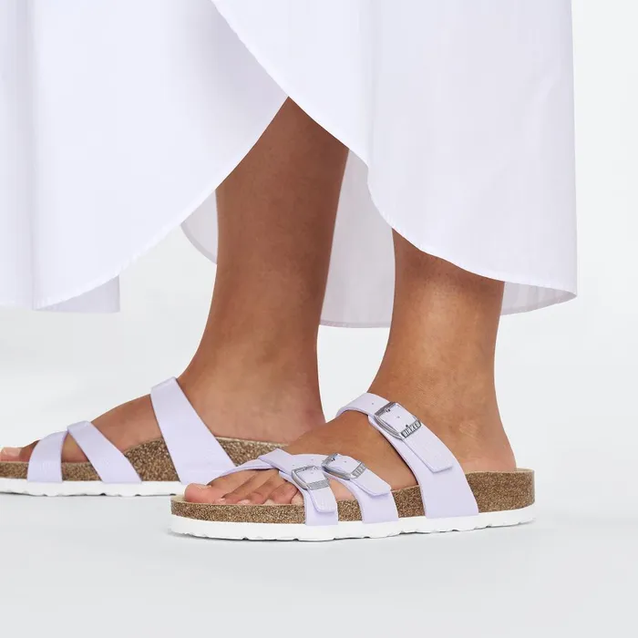 Women Birkenstock MultiStrap Franca Shiny Purple Fog