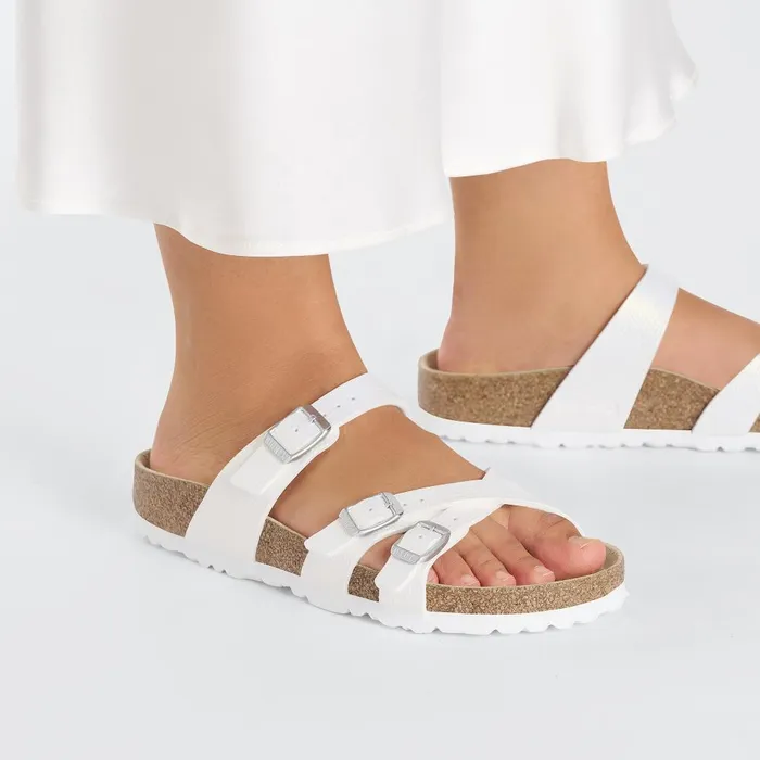 Women Birkenstock MultiStrap Franca Shiny White
