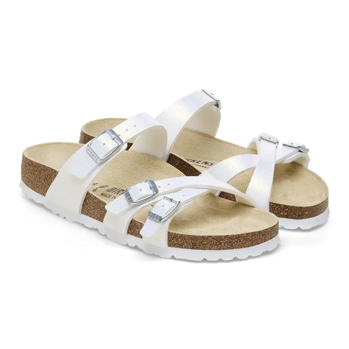 Women Birkenstock MultiStrap Franca Shiny White