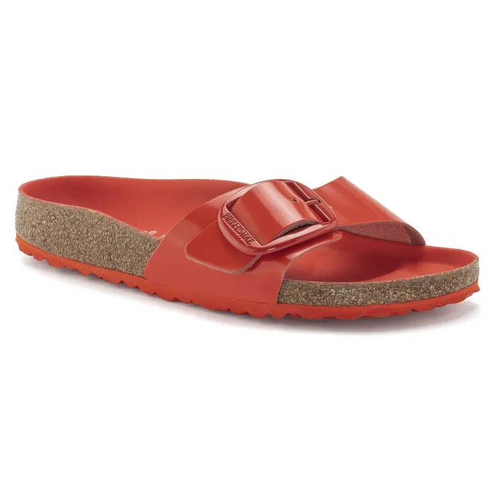 Women Birkenstock OneStrap Madrid Big Buckle High Shine Tomato