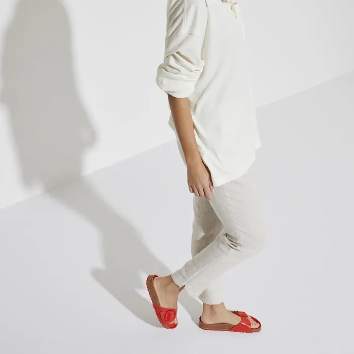 Women Birkenstock OneStrap Madrid Big Buckle High Shine Tomato