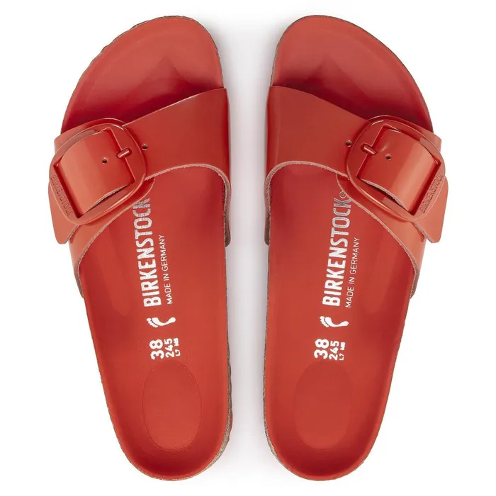 Women Birkenstock OneStrap Madrid Big Buckle High Shine Tomato
