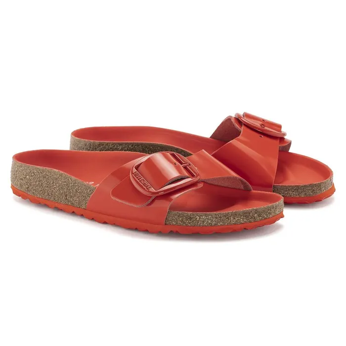 Women Birkenstock OneStrap Madrid Big Buckle High Shine Tomato