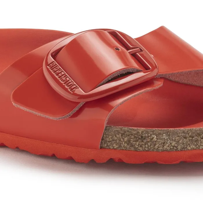 Women Birkenstock OneStrap Madrid Big Buckle High Shine Tomato