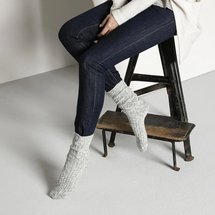 Women Birkenstock Socks Cotton Slub Graywhite