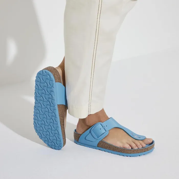 Women Birkenstock Thong Gizeh Big Buckle High Shine Sky Blue