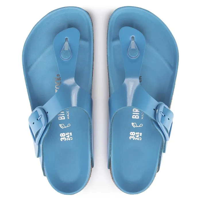 Women Birkenstock Thong Gizeh Big Buckle High Shine Sky Blue