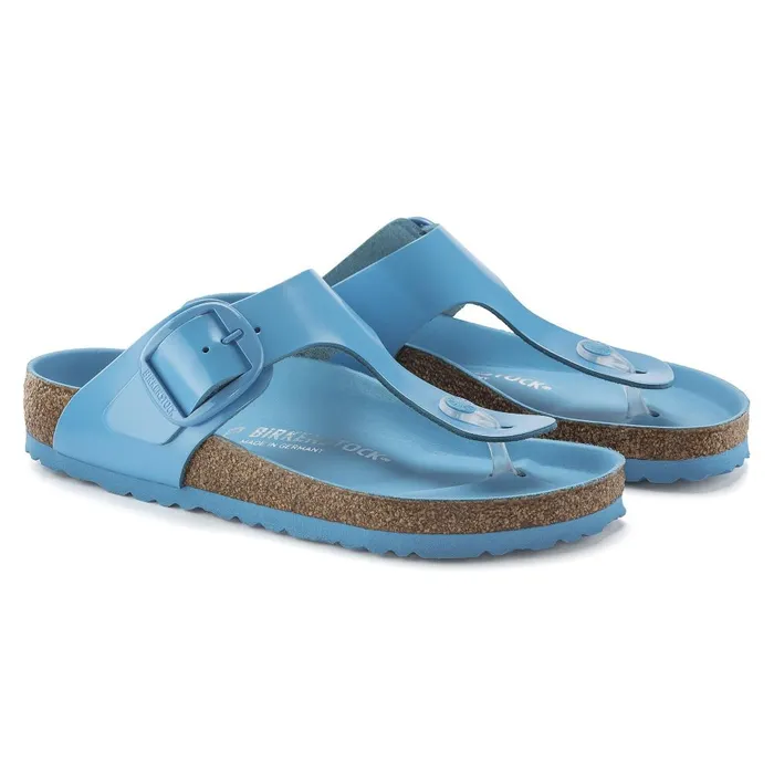 Women Birkenstock Thong Gizeh Big Buckle High Shine Sky Blue