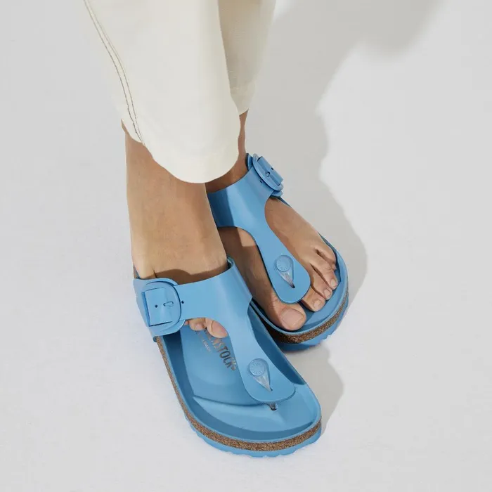 Women Birkenstock Thong Gizeh Big Buckle High Shine Sky Blue