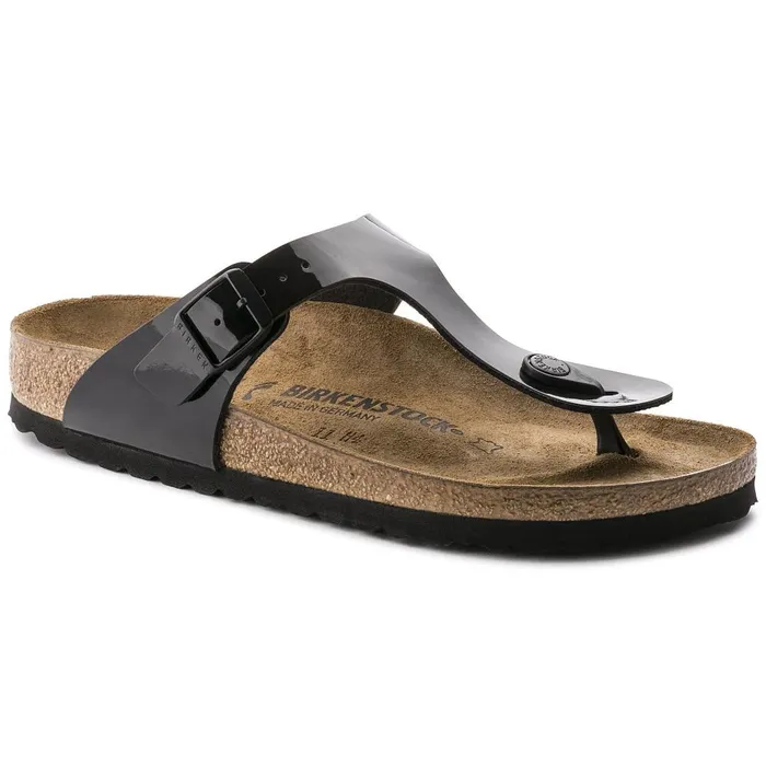 Women Birkenstock Thong Gizeh Black Patent