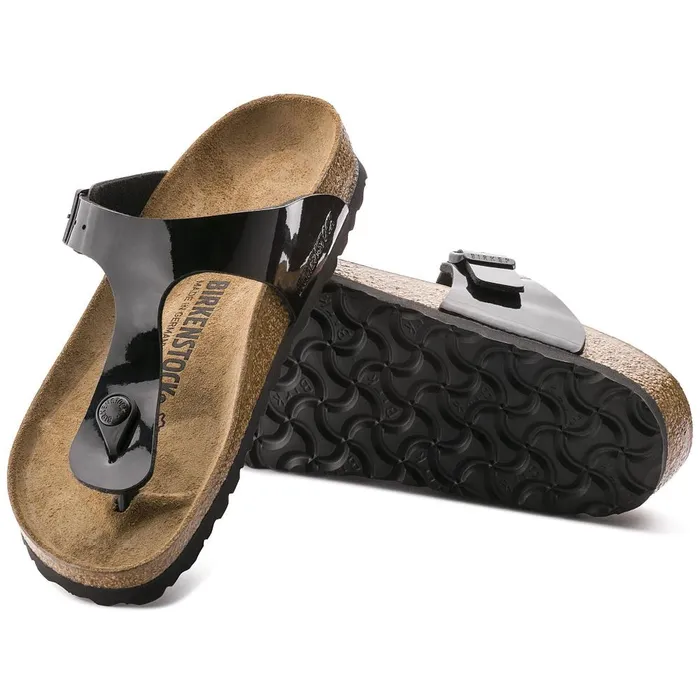 Women Birkenstock Thong Gizeh Black Patent