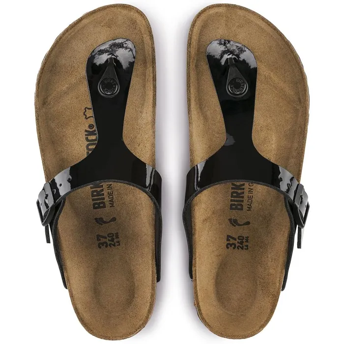 Women Birkenstock Thong Gizeh Black Patent