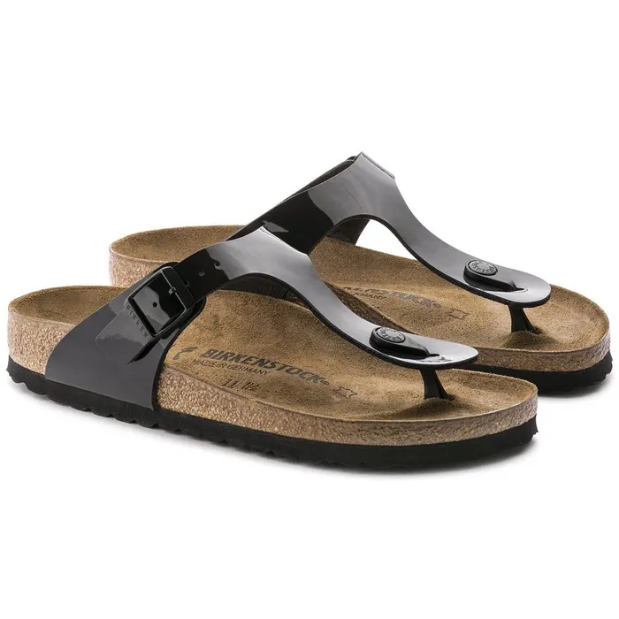 Women Birkenstock Thong Gizeh Black Patent
