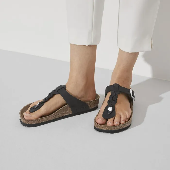 Women Birkenstock Thong Gizeh Braided Black