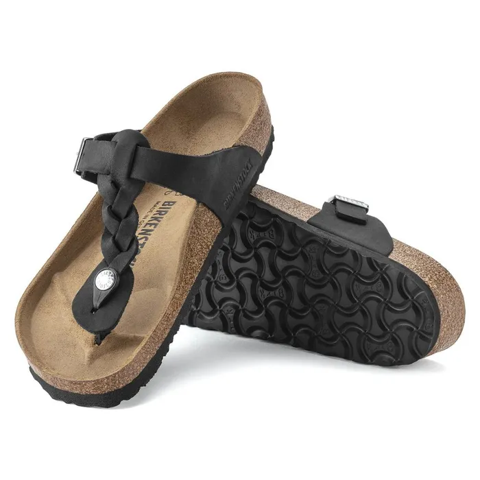 Women Birkenstock Thong Gizeh Braided Black