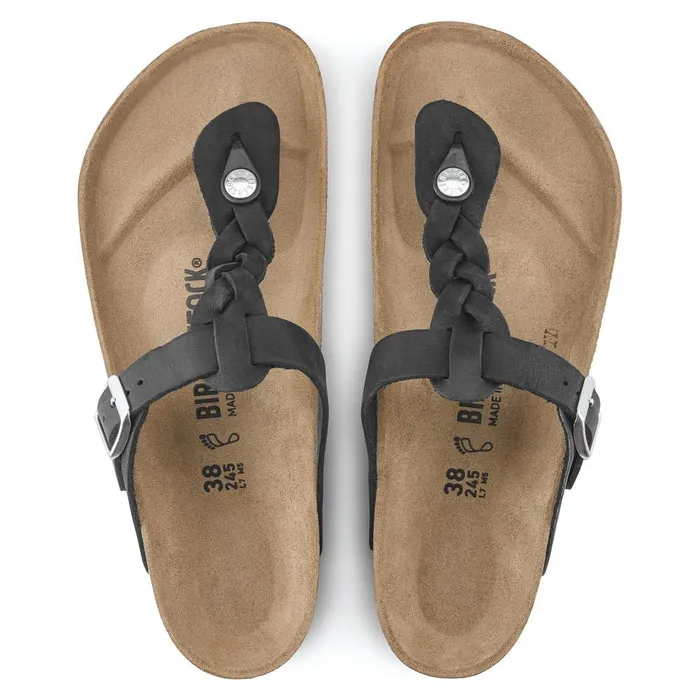 Women Birkenstock Thong Gizeh Braided Black