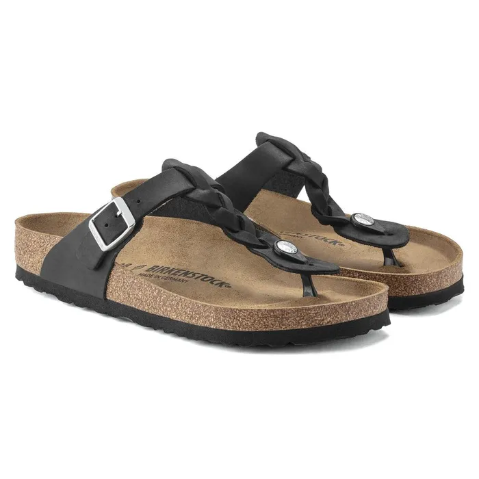 Women Birkenstock Thong Gizeh Braided Black