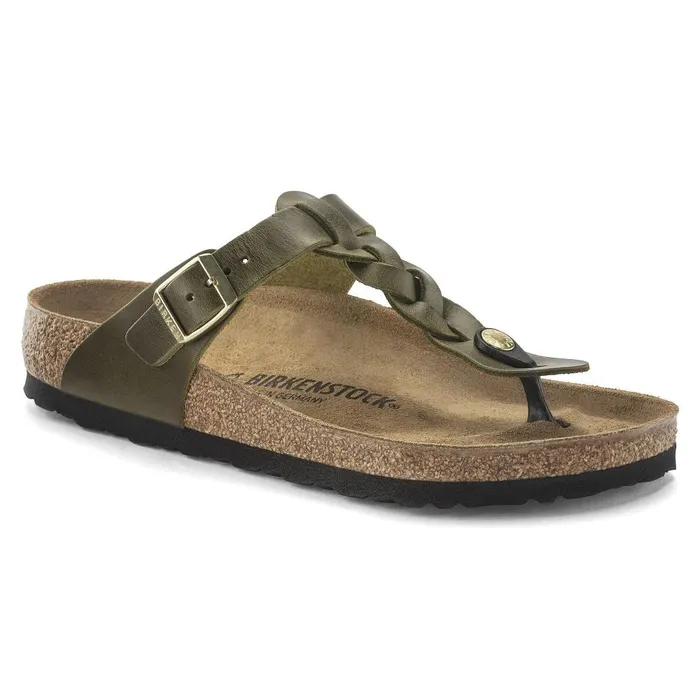 Women Birkenstock Thong Gizeh Braided Olive Green