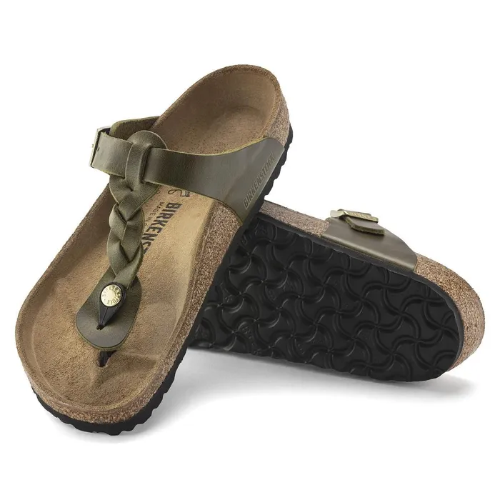 Women Birkenstock Thong Gizeh Braided Olive Green