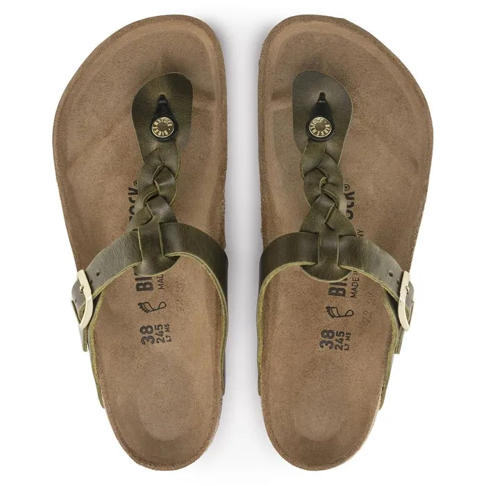 Women Birkenstock Thong Gizeh Braided Olive Green