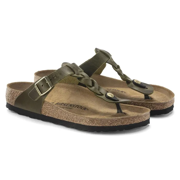 Women Birkenstock Thong Gizeh Braided Olive Green