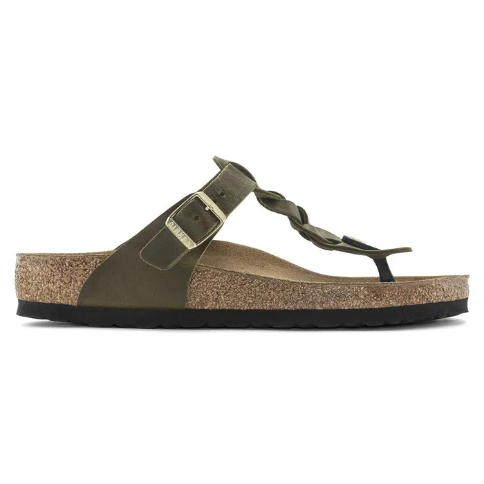 Women Birkenstock Thong Gizeh Braided Olive Green