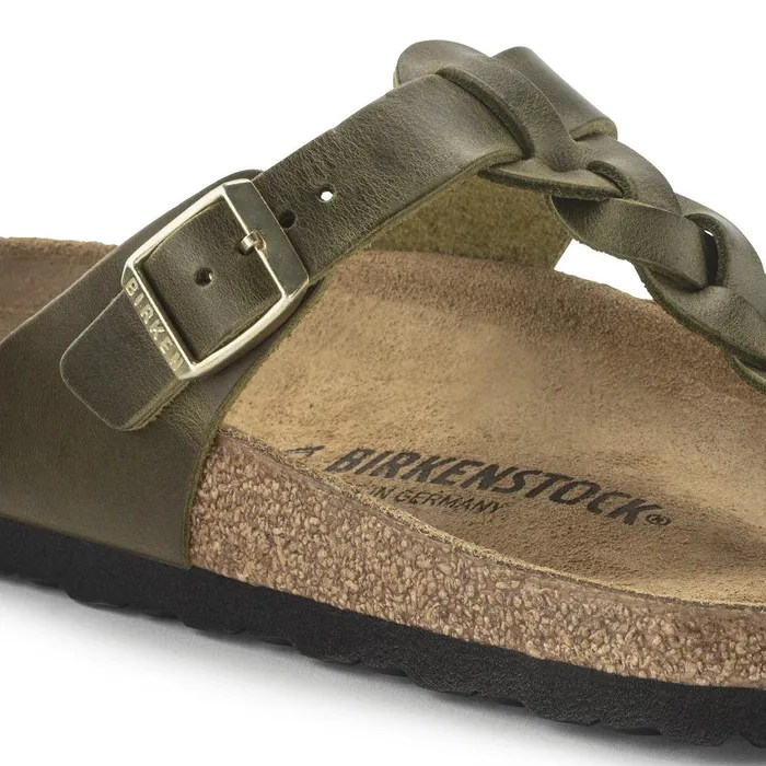 Women Birkenstock Thong Gizeh Braided Olive Green