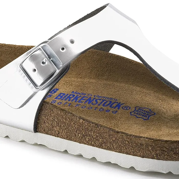 Women Birkenstock Thong Gizeh Soft Footbed Metallic Silver