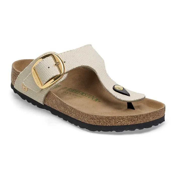 Women Birkenstock Thong Gizeh Vegan Big Buckle Canvas Eggshell