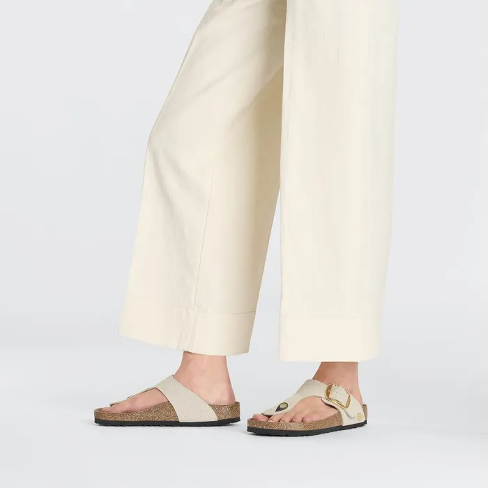 Women Birkenstock Thong Gizeh Vegan Big Buckle Canvas Eggshell