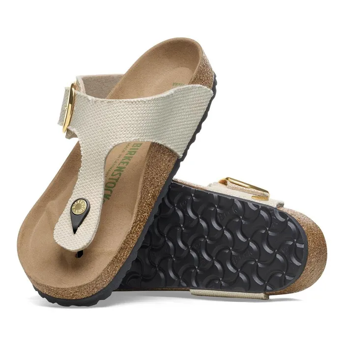 Women Birkenstock Thong Gizeh Vegan Big Buckle Canvas Eggshell