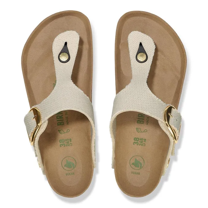 Women Birkenstock Thong Gizeh Vegan Big Buckle Canvas Eggshell
