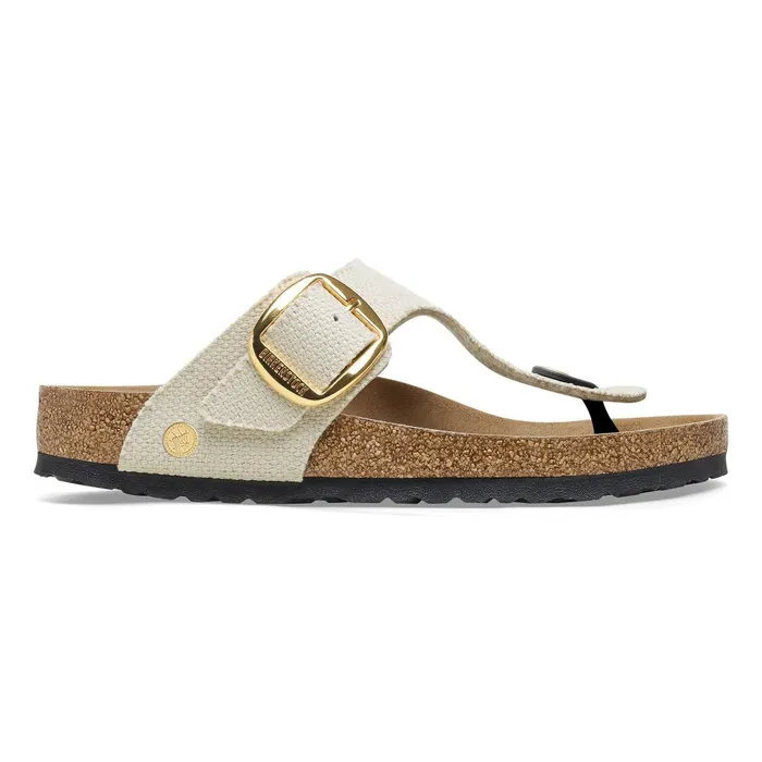 Women Birkenstock Thong Gizeh Vegan Big Buckle Canvas Eggshell