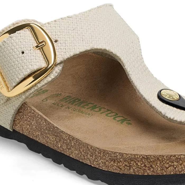 Women Birkenstock Thong Gizeh Vegan Big Buckle Canvas Eggshell
