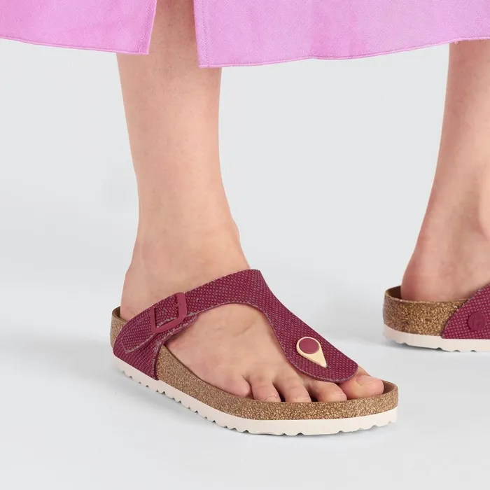 Women Birkenstock Thong Gizeh Vegan Canvas Fuchsia Tulip