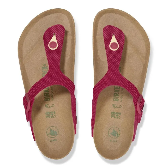 Women Birkenstock Thong Gizeh Vegan Canvas Fuchsia Tulip