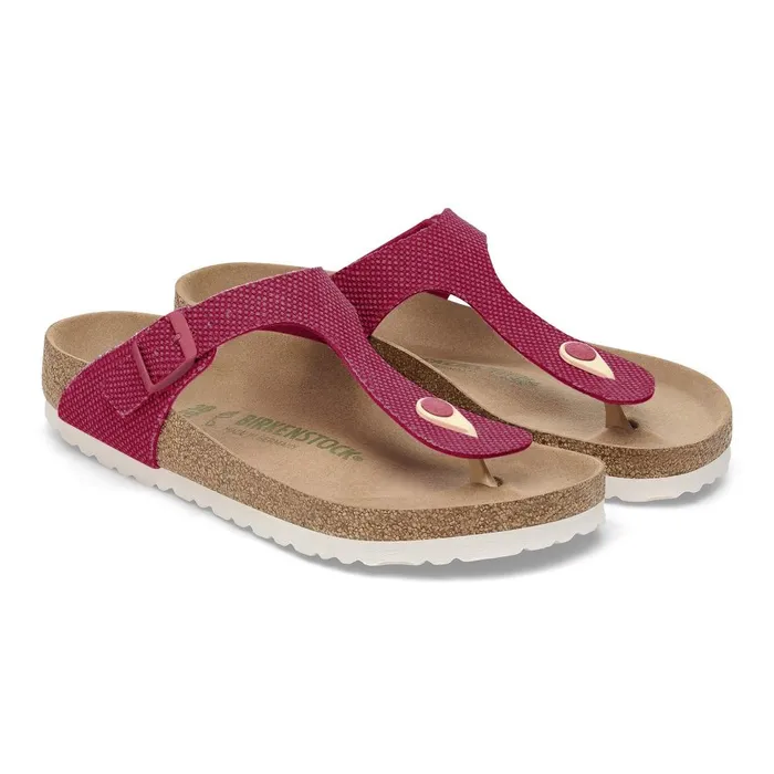 Women Birkenstock Thong Gizeh Vegan Canvas Fuchsia Tulip