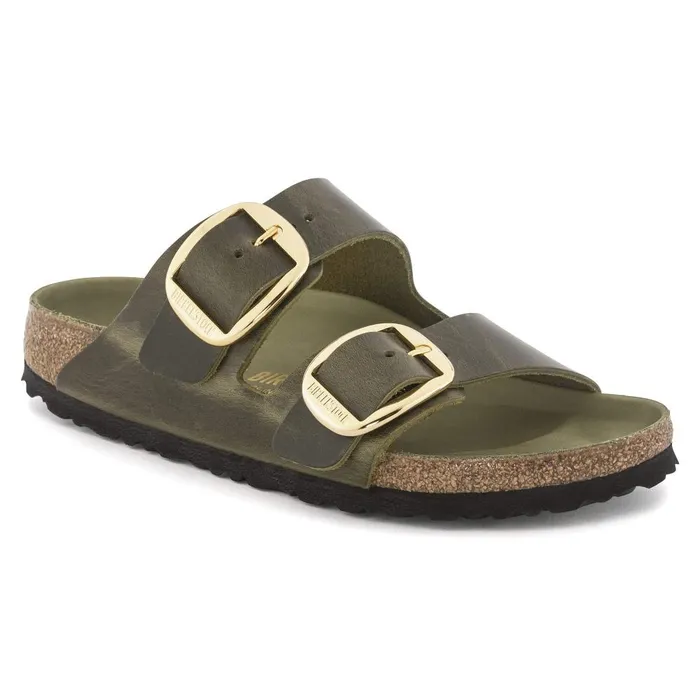 Women Birkenstock TwoStrap Arizona Big Buckle Olive Green