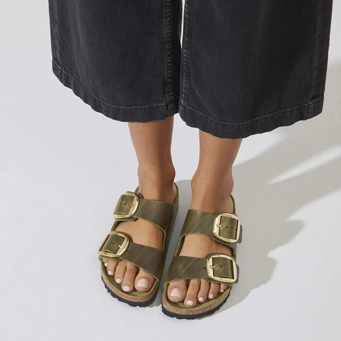 Women Birkenstock TwoStrap Arizona Big Buckle Olive Green