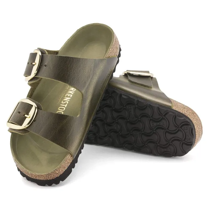 Women Birkenstock TwoStrap Arizona Big Buckle Olive Green