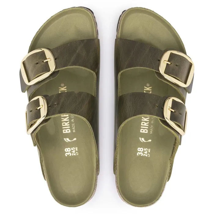 Women Birkenstock TwoStrap Arizona Big Buckle Olive Green
